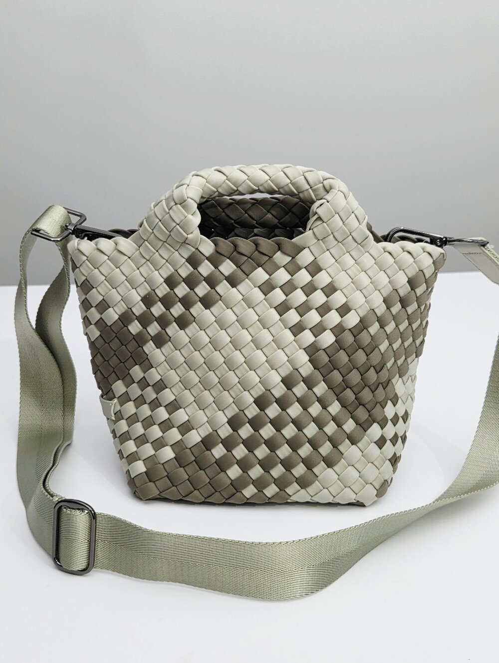 NAGHEDI ST BARTHS PETIT TOTE BAG - LIGHT GREEN AND SAGE GREEN
